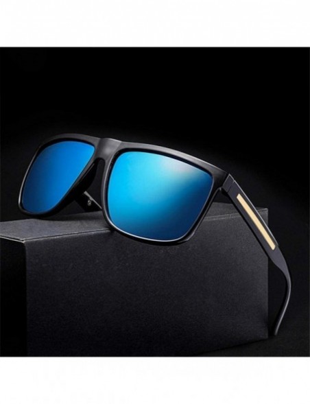 Aviator Sunglasses Men Polarized Retro Brand Designer Sun Glasses Male Driving Black - Black - CV18XDWX4WC $7.13