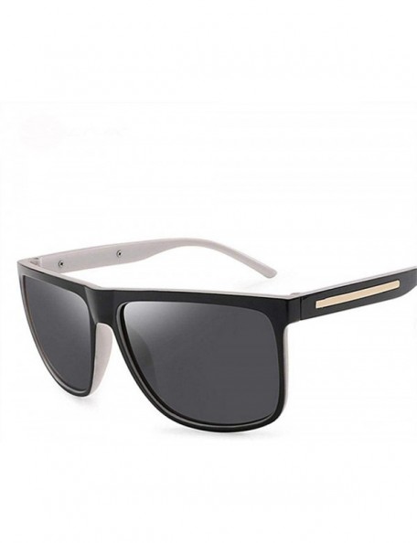 Aviator Sunglasses Men Polarized Retro Brand Designer Sun Glasses Male Driving Black - Black - CV18XDWX4WC $7.13