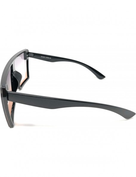 Rectangular Womens Flat Top Oversize Square Frame Gradient Lens Sunglasses - Black- Smoke Orange Gradient - CL195CR4H5Y $9.96