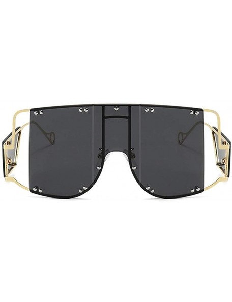 Square New Big Frame Sunglasses Men Square Fashion Glasses Women Retro Sun Glasses Rimless Vintage - C2 Gold Brown - C7198NXW...