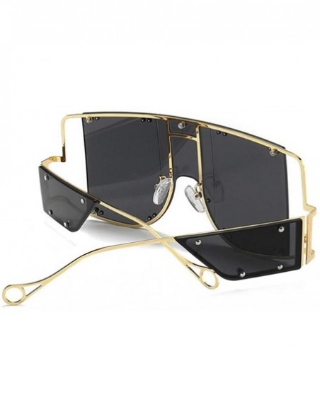 Square New Big Frame Sunglasses Men Square Fashion Glasses Women Retro Sun Glasses Rimless Vintage - C2 Gold Brown - C7198NXW...