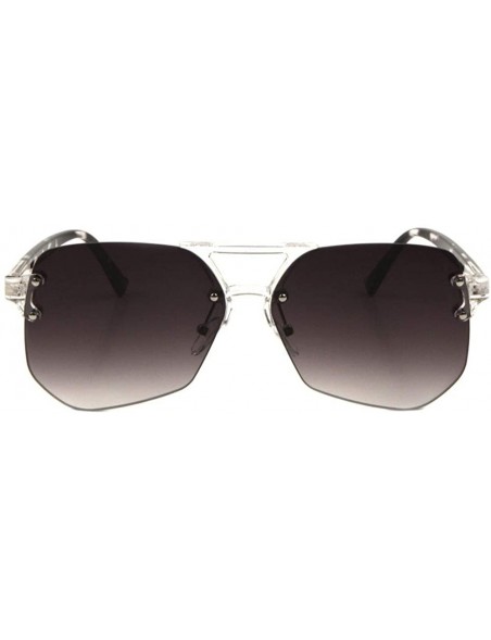 Aviator Crystal Color Frame Rimless Geometric Aviator Sunglasses - Smoke Demi - CV190MOM03G $16.38