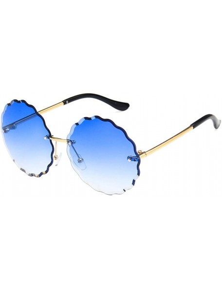 Round Unisex Sunglasses Retro Pink Drive Holiday Round Non-Polarized UV400 - Blue - CU18RLIYICD $12.36