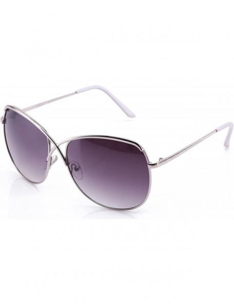 Round Fashion Classic Classy Frame Design Sunglasses - Silver - CG11CJUPFFB $9.25