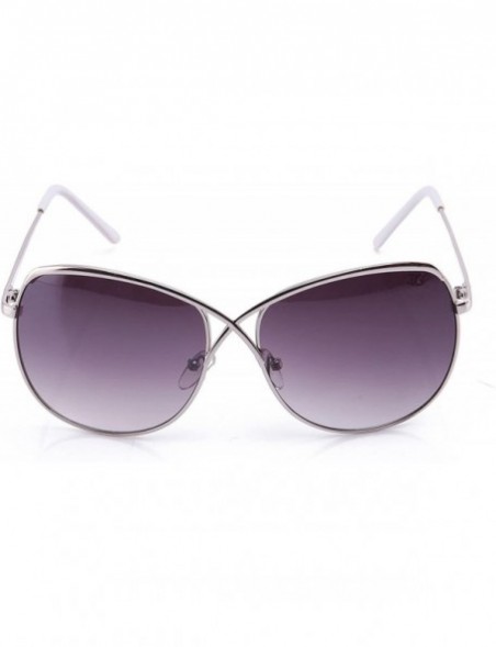 Round Fashion Classic Classy Frame Design Sunglasses - Silver - CG11CJUPFFB $9.25