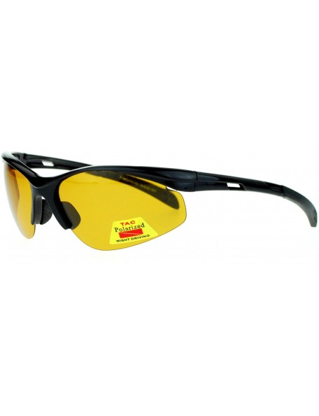 Sport Mens Polarized Night HD Driving Lens Classic Sport Halfrim Sunglasses - Black - CL11HX9ZDHX $23.08