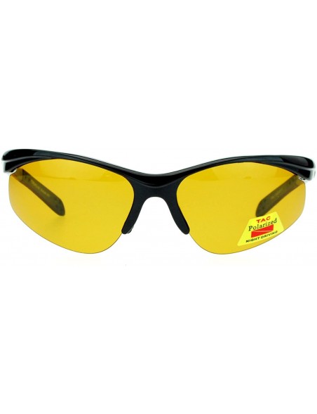 Sport Mens Polarized Night HD Driving Lens Classic Sport Halfrim Sunglasses - Black - CL11HX9ZDHX $10.43