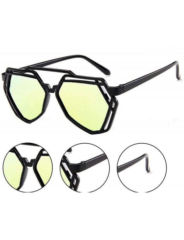 Aviator Plastic Geo Double Frame Aviator - Yellow - C812NZ689P4 $11.39