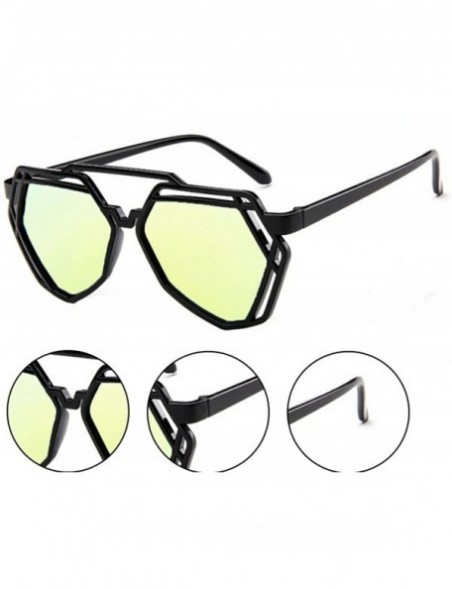 Aviator Plastic Geo Double Frame Aviator - Yellow - C812NZ689P4 $11.39