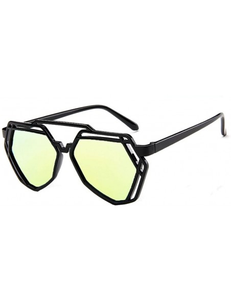 Aviator Plastic Geo Double Frame Aviator - Yellow - C812NZ689P4 $11.39