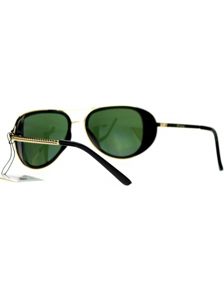 Aviator Studio Cover Side Shield Sunglasses Aviator Frame Unisex Fashion - Black (Green) - CT189Y3S07H $8.58