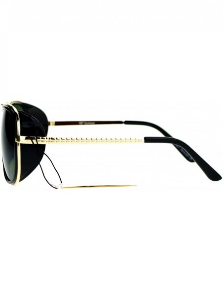 Aviator Studio Cover Side Shield Sunglasses Aviator Frame Unisex Fashion - Black (Green) - CT189Y3S07H $8.58