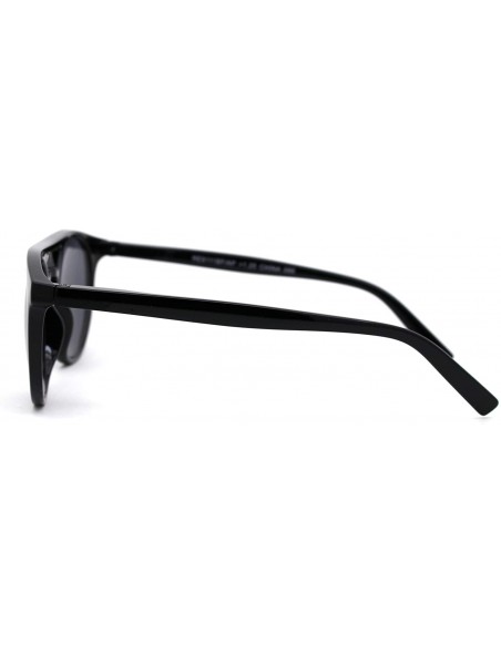 Round Flat Top Hipster Horn Rim Round Keyhole Bi-focal Reading Sunglasses - All Black - CD18X6YHNW4 $11.74