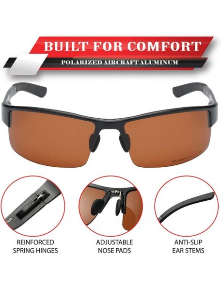 Wrap Xloop Polarized Aircraft Aluminum Driving Wrap Around Sunglasses For Men - Matte Black - Polarized Amber Driving - CM18H...