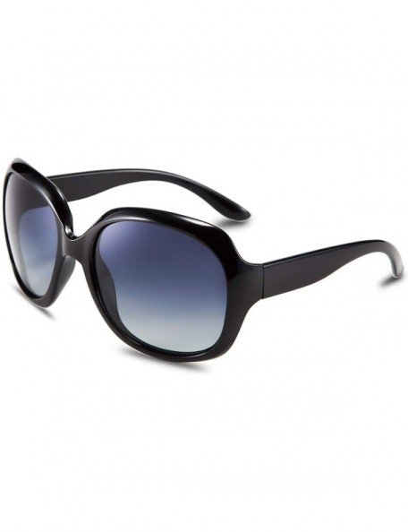 Round Fashion Oversized Polarized Women Sunglasses TAC Lenses Vintage Big Frame Sun Glasses B2434 - Black - CE18EX4YDL0 $28.30