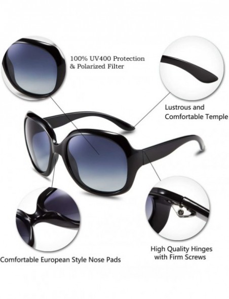Round Fashion Oversized Polarized Women Sunglasses TAC Lenses Vintage Big Frame Sun Glasses B2434 - Black - CE18EX4YDL0 $15.16