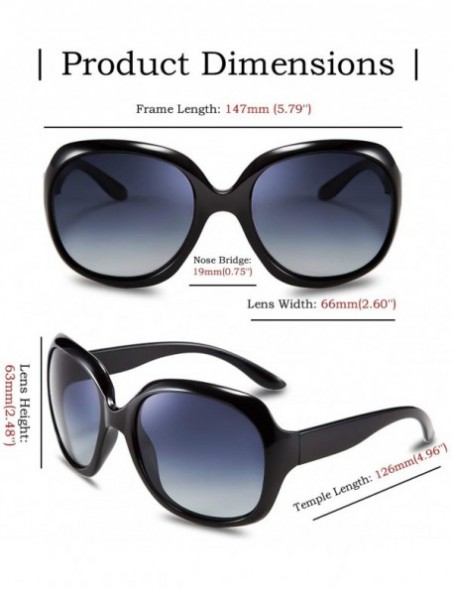 Round Fashion Oversized Polarized Women Sunglasses TAC Lenses Vintage Big Frame Sun Glasses B2434 - Black - CE18EX4YDL0 $15.16