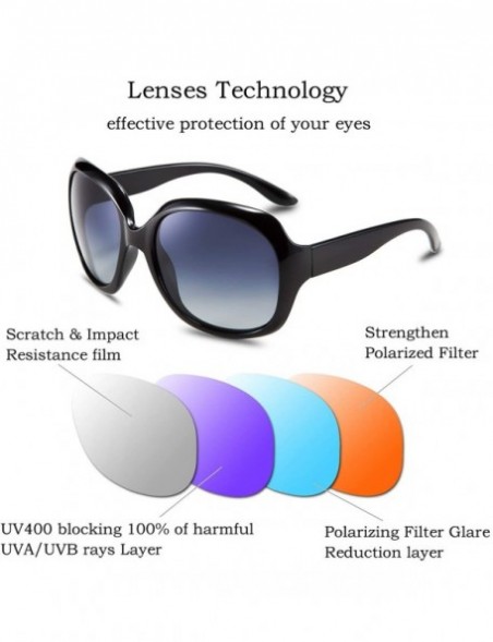Round Fashion Oversized Polarized Women Sunglasses TAC Lenses Vintage Big Frame Sun Glasses B2434 - Black - CE18EX4YDL0 $15.16