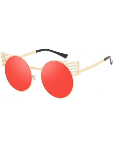 Oval Unisex Vintage Round Metal Frame Tinted Lenses Sunglasses UV400 - Gold Red - CR18NNIELDK $11.96