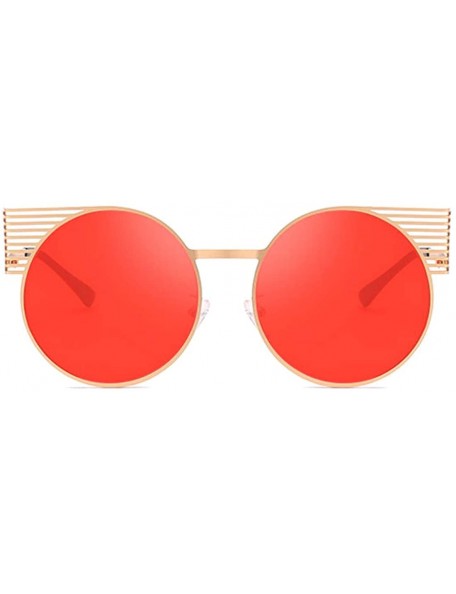 Oval Unisex Vintage Round Metal Frame Tinted Lenses Sunglasses UV400 - Gold Red - CR18NNIELDK $11.96