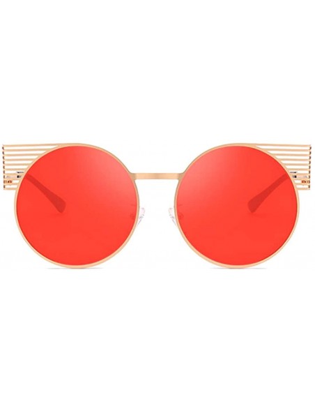 Oval Unisex Vintage Round Metal Frame Tinted Lenses Sunglasses UV400 - Gold Red - CR18NNIELDK $11.96