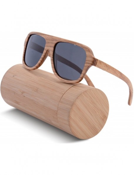 Oversized Wooden Sunglasses Oversized Retro Eyeglasses Wood Frame Polarized with Case- Z6043 (small zebra- smoke) - CB126QOE7...