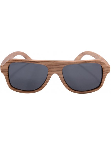 Oversized Wooden Sunglasses Oversized Retro Eyeglasses Wood Frame Polarized with Case- Z6043 (small zebra- smoke) - CB126QOE7...