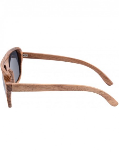 Oversized Wooden Sunglasses Oversized Retro Eyeglasses Wood Frame Polarized with Case- Z6043 (small zebra- smoke) - CB126QOE7...