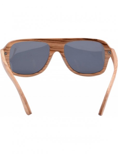 Oversized Wooden Sunglasses Oversized Retro Eyeglasses Wood Frame Polarized with Case- Z6043 (small zebra- smoke) - CB126QOE7...