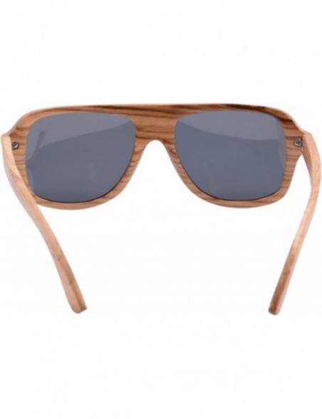 Oversized Wooden Sunglasses Oversized Retro Eyeglasses Wood Frame Polarized with Case- Z6043 (small zebra- smoke) - CB126QOE7...