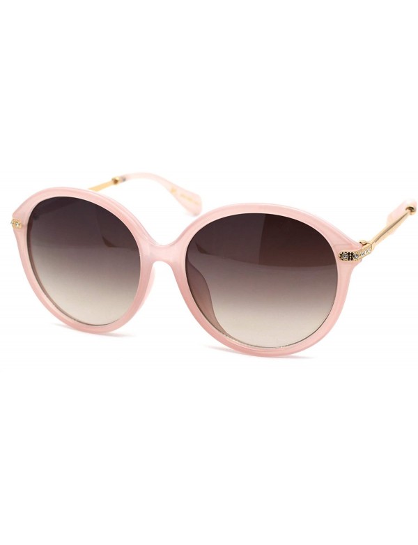 Butterfly Womens Sparkle Rhinestone Hinge Round Butterfly Fashion Sunglasses - Pink Brown - CH194MGT555 $15.39