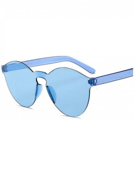 Round Fashion Round Sunglasses Women Vintage Metal Frame Pink Yellow Lens Colorful Shade Sun Glasses UV400 - Blue - CI19854WC...