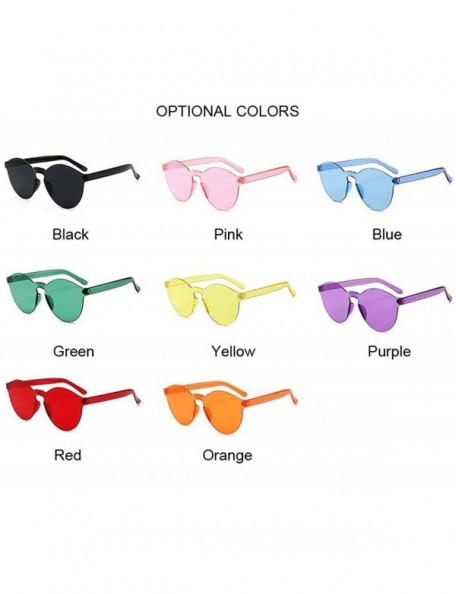 Round Fashion Round Sunglasses Women Vintage Metal Frame Pink Yellow Lens Colorful Shade Sun Glasses UV400 - Blue - CI19854WC...