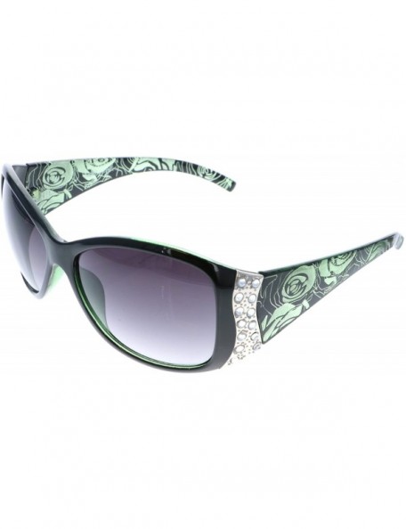 Oversized Women's Sunglasses Designer Fashion Rhinestone Vintage Floral Eyewear - Green - CX11Q11AR3D $24.50