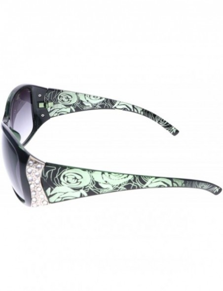 Oversized Women's Sunglasses Designer Fashion Rhinestone Vintage Floral Eyewear - Green - CX11Q11AR3D $24.50