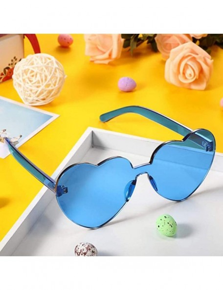 Rimless Heart Shape Sunglasses Party Sunglasses- Sunglasses Eyewear Accessory Eyewear - Blue - CF1933AHW9C $10.74