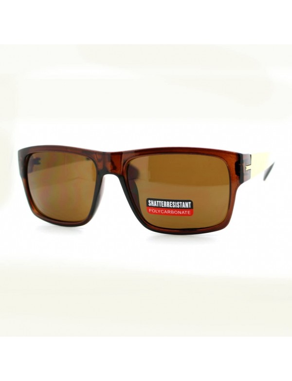 Rectangular Designer Fashion Unisex Sunglasses Square Rectangular Stylish Eyewear - Brown Gold - CI11WRKMRYP $13.36