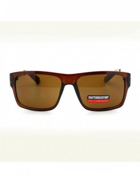Rectangular Designer Fashion Unisex Sunglasses Square Rectangular Stylish Eyewear - Brown Gold - CI11WRKMRYP $13.36