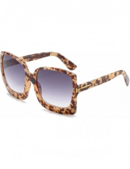 Rimless Fashion Oversized Women Sunglasses Brand Designer Plastic Female Big Frame Gradient Sun Glasses UV400 - Leopard - C61...