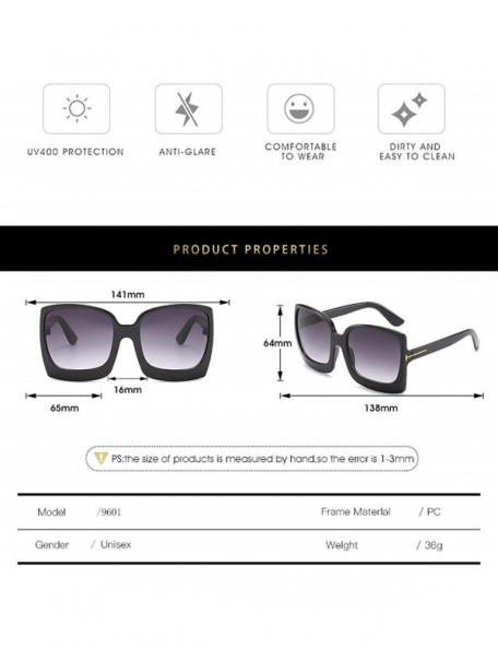 Rimless Fashion Oversized Women Sunglasses Brand Designer Plastic Female Big Frame Gradient Sun Glasses UV400 - Leopard - C61...