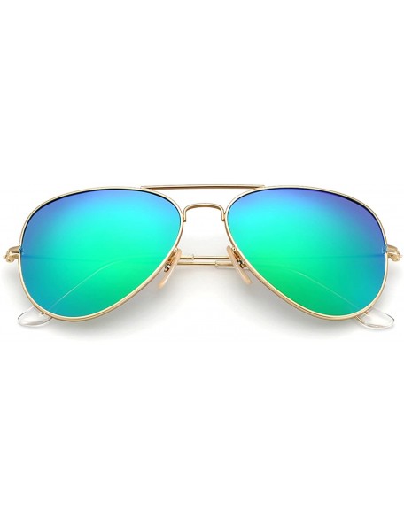 Aviator Polarized Aviator Sunglasses for Women and Men - Gold Frame/Green Lens - CI12NDY6EZR $15.64
