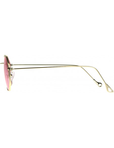 Rectangular Mens Octagon Squared Snug Metal Rim Hippie Sunglasses - Gold Pink - CC187LGROWQ $10.22