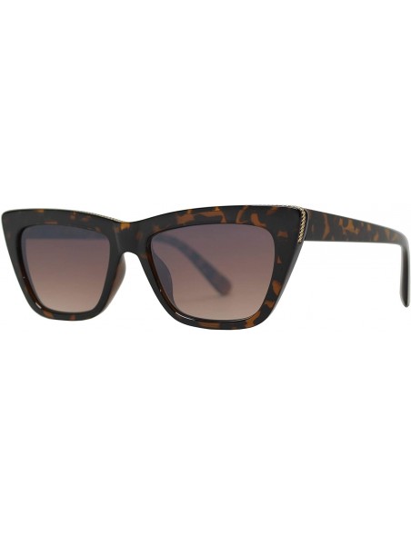 Cat Eye Small Vintage Rectangular Cat Eye Sunglasses for Women with Flat Lens - Tortoise + Brown - CC195QZKQTQ $11.56