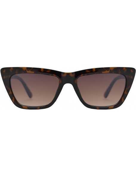 Cat Eye Small Vintage Rectangular Cat Eye Sunglasses for Women with Flat Lens - Tortoise + Brown - CC195QZKQTQ $11.56