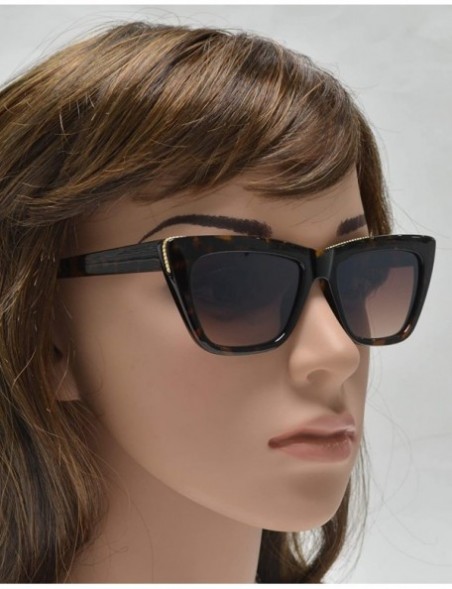 Cat Eye Small Vintage Rectangular Cat Eye Sunglasses for Women with Flat Lens - Tortoise + Brown - CC195QZKQTQ $11.56