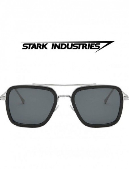 Square Retro Sunglasses Tony Stark SunGlasses Square Eyewear Metal Frame for Men Women Downey Sunglasses 1 1 Size - CJ18ZGN2M...