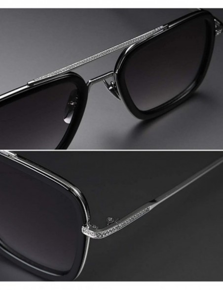Square Retro Sunglasses Tony Stark SunGlasses Square Eyewear Metal Frame for Men Women Downey Sunglasses 1 1 Size - CJ18ZGN2M...