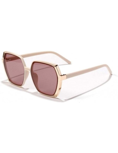 Square Polygon Square Oversized Sunglasses for Women Featured Frame Eyewear UV400 - C5 Blue Pink - C31902YEOO5 $12.47