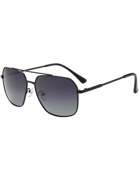 Square Polarized Sunglasses for men Retro Square cycling sunglasses mens Lightweight Metal Frame Driving Glasses - Black - C5...