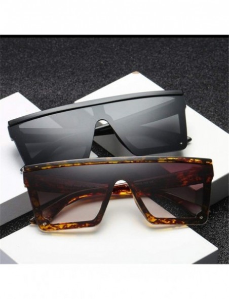 Square Oversize Square Frame Flat Top Top Sunglasses Women Men Retro Sun Glasses - Silver - CC194OL6THG $18.15